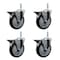 Service Caster 5 Inch Black Polyurethane Wheel Swivel 34 Inch Threaded Stem Caster Set with Brake SCC SCC-TS20S514-PPUB-BLK-PLB-34212-4 - alternate 1
